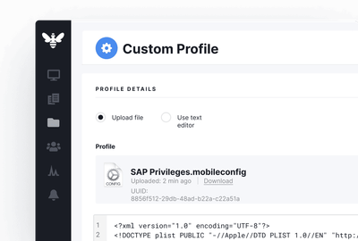 Screenshot of custom profile screen