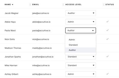 Auditor access screen